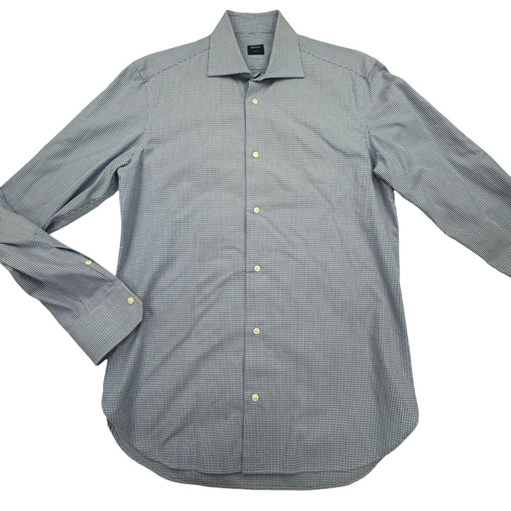 Boggi Milano Dress Shirt Mens 15 Blue Custom Fit Long Sleeve Button Down